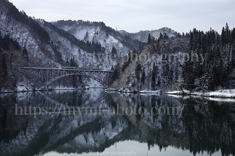 JR只見線第一橋梁の冬景色